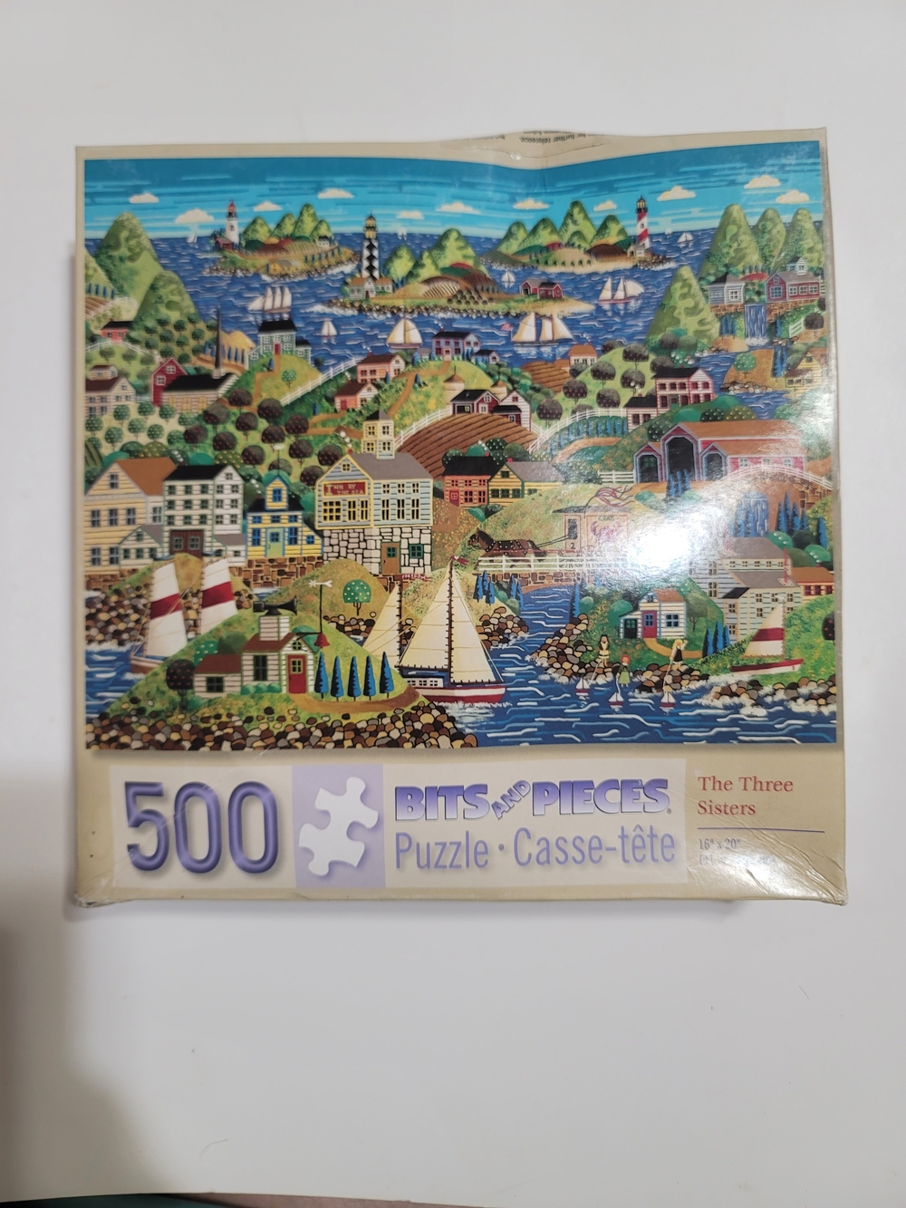 The Three Sisters 500-Piece Jigsaw Puzzle - Multicolor Sailboat Coastal Folkart